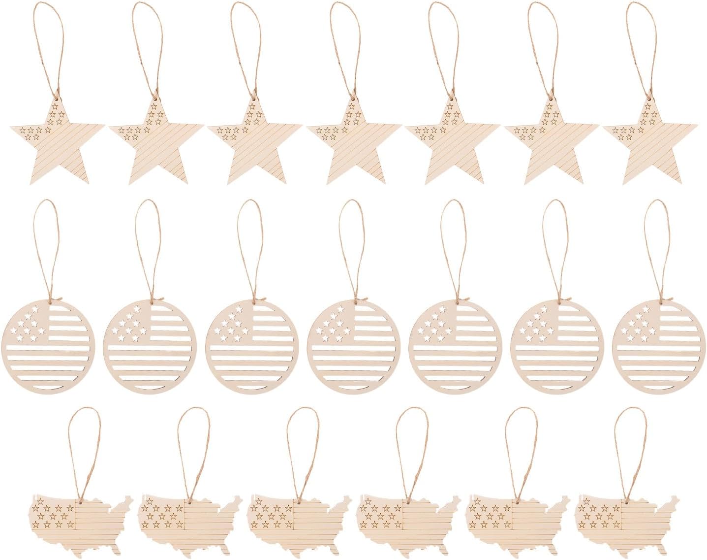 Amazon.com: RUNROTOO 24PCS Wooden USA Flag Cutouts: Unfinished Wood ...