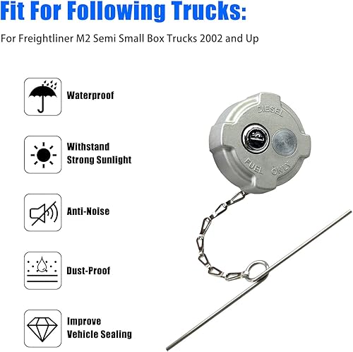 Miniatura 5 de Tapa de combustible diésel con bloqueo de 2 38 pulgadas compatible con tapas de combustible Freightliner M2 para camiones pequeños, repuesto