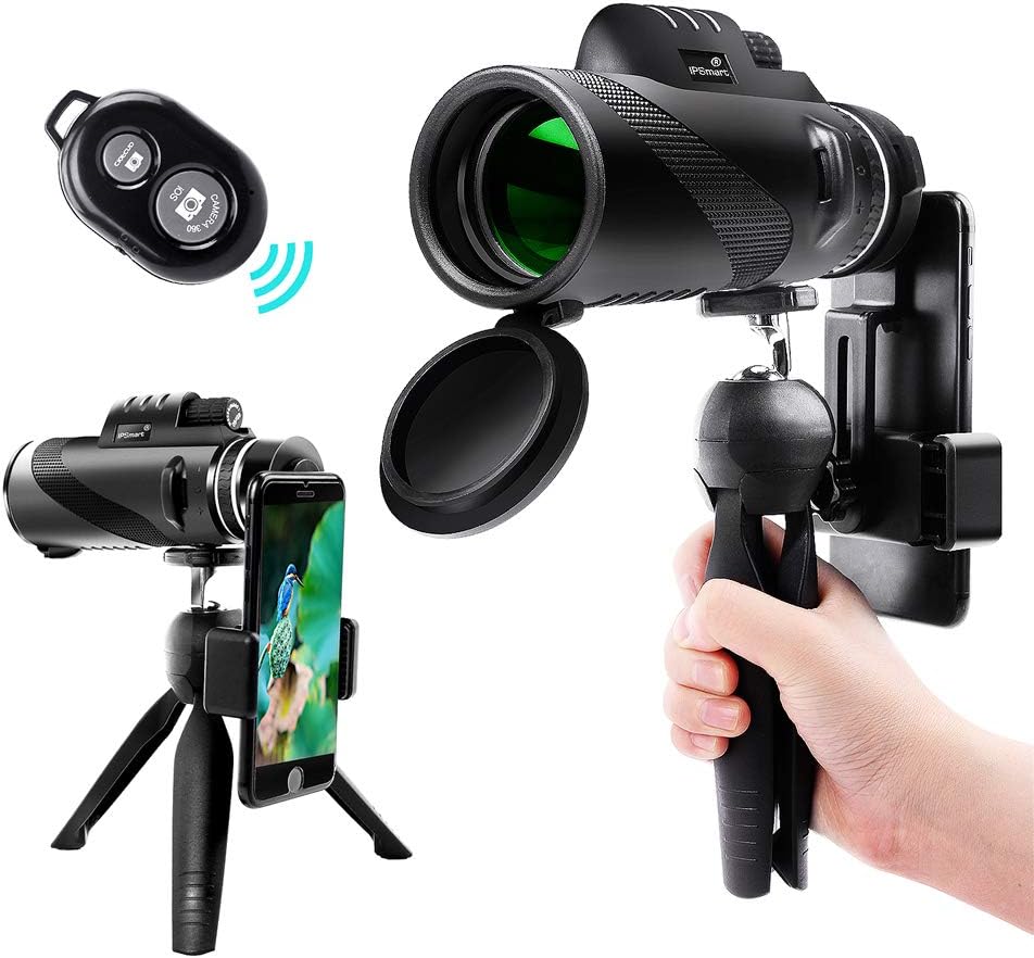 Monocular Telescope,12x50 High Power Waterproof Monocular Scope with Phone Mount & Tripod Monocular Compact Fogproof Shockproof Scope FMC BAK4 Prism Dual Focus for Bird Watching, Camping, Hiking