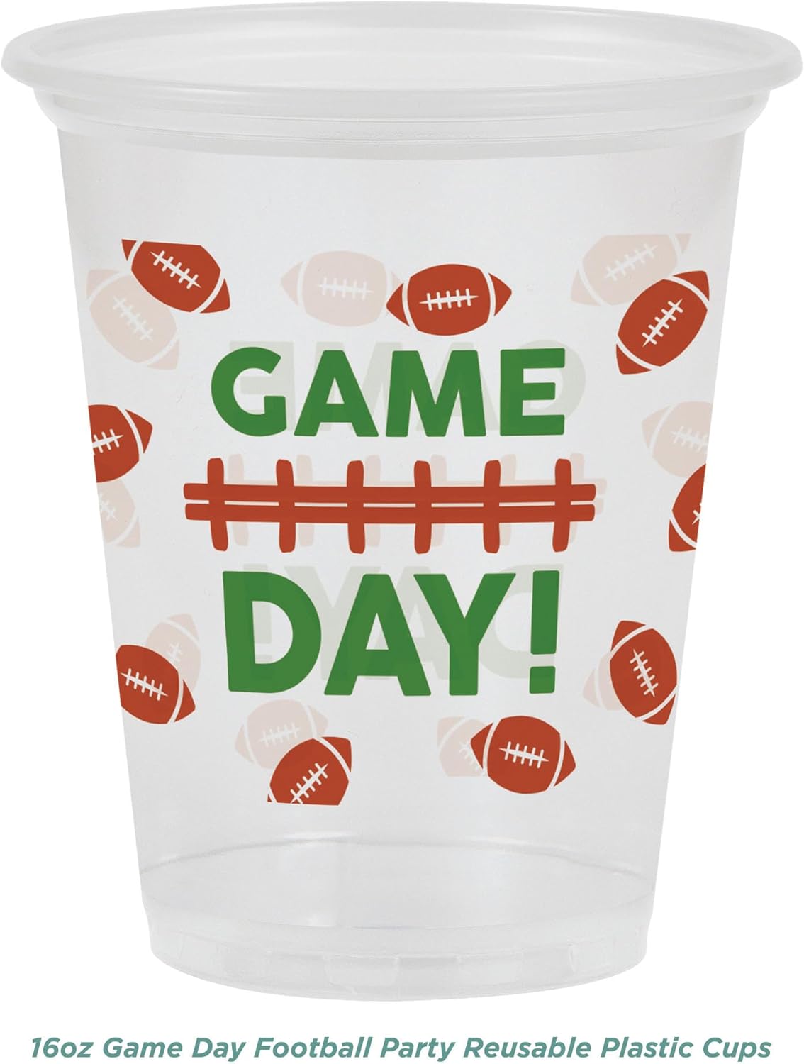 Football Fun Party Pack - Paper Dessert Plates, Napkins, Plastic Cups, Forks, and Table Cover Set (Serves 16)
