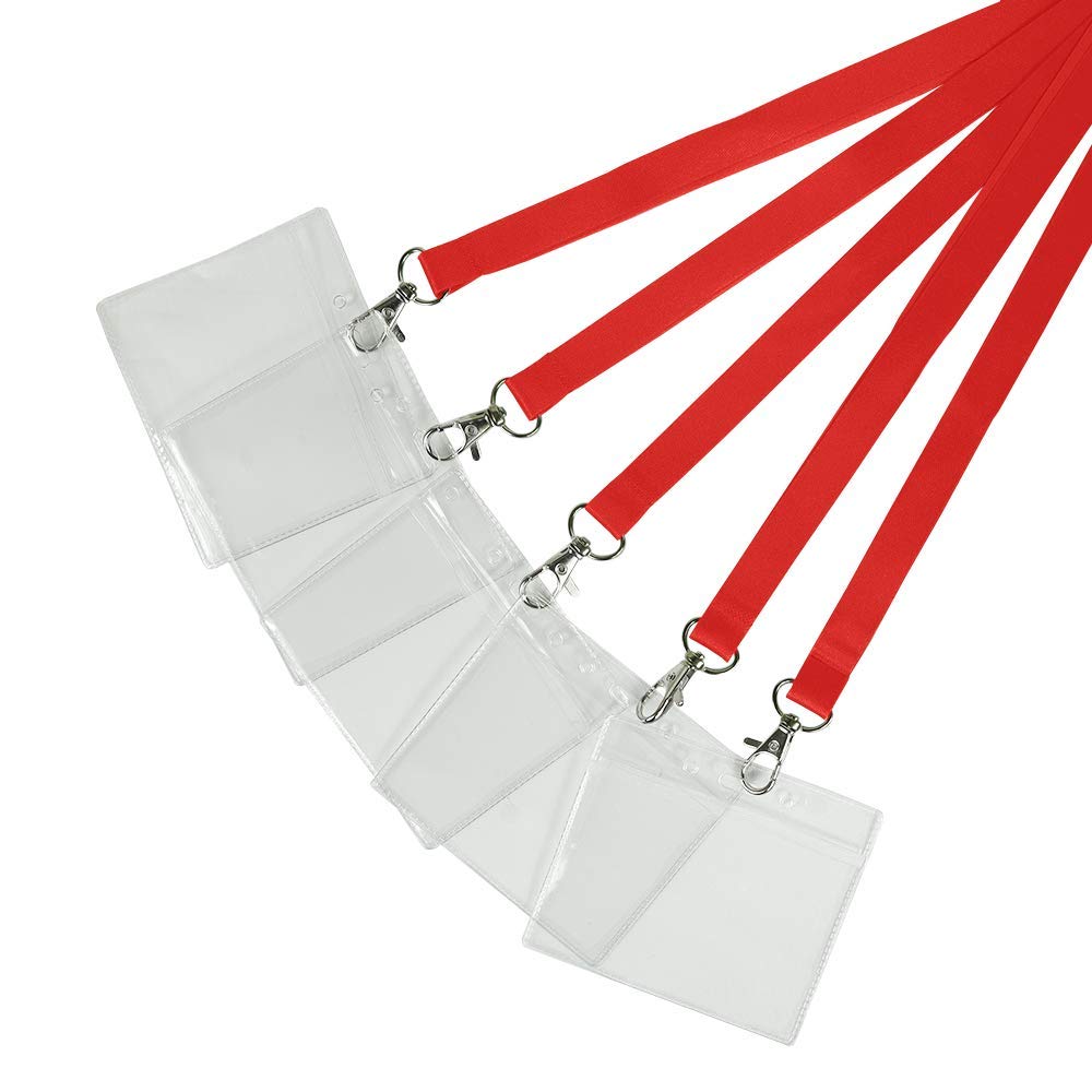 Pack of 10 Red Lanyards with PVC Card Holder for ID Cards, Name Badges, and More - Durable Breakaway Red Neck Strap Suitable for Everyday Use โ image 1