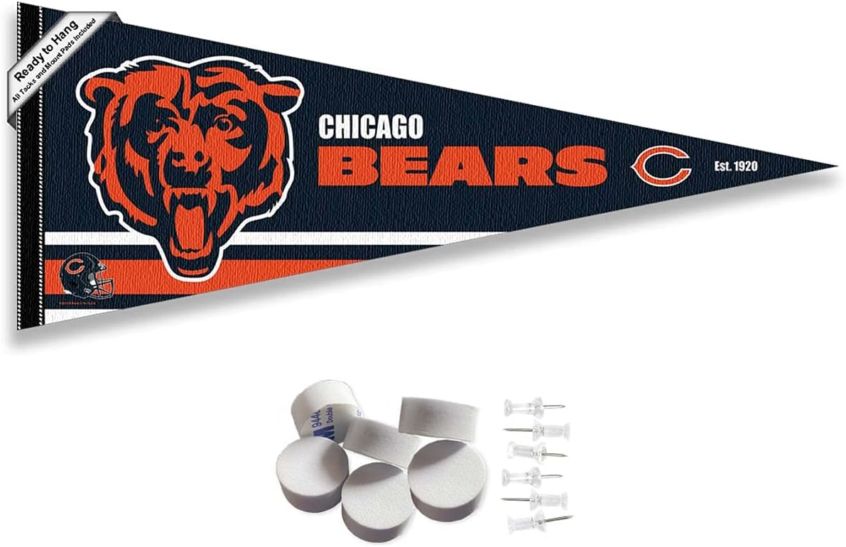 Chicago Bears Pennant Banner and Wall Tack Pads
