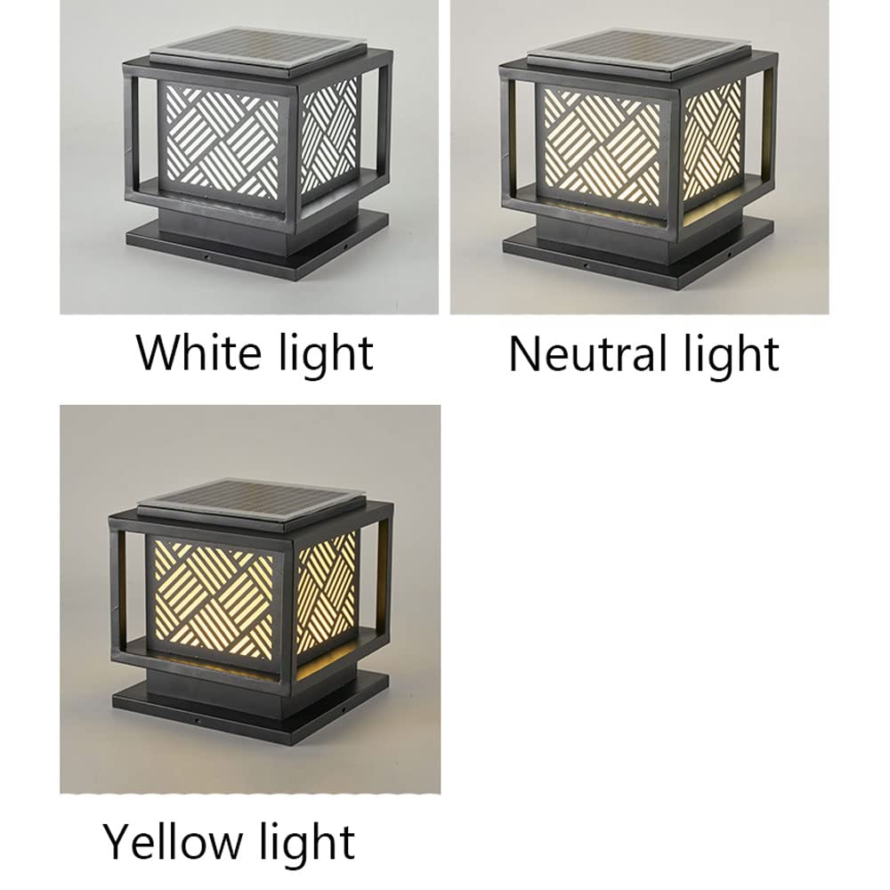 Zewnętrzna kwadratowa brama słupowa, retro willa dziedziniec lampa kolumnowa wodoodporna, zmierzch do świtu ogród taras oprawa oświetleniowa