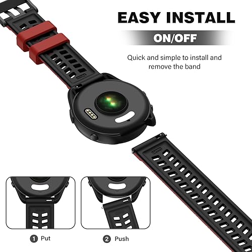 Miniatura 6 de OVERSTEP Correa de silicona de 0.866 in compatible con Garmin Vivoactive 4, Venu 2, Forerunner 265, 255, Samsung Gear S3 Frontire, Galaxy Watch