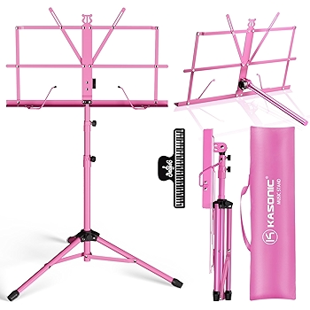 Kasonic 2合1折叠乐谱架桌面书架（粉色）