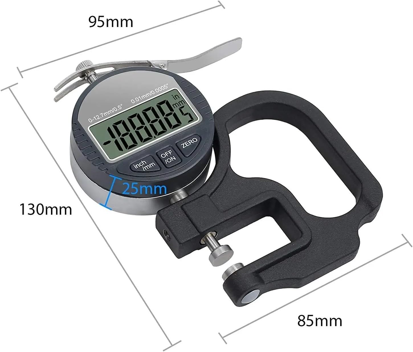 0.01mm / 0.001mm Electronic Thickness Gauge 12.7mm 25.4mm Digital Micrometer Thickness Meter Micrometro Thickness Tester(0-12.7mm 0.001mm)