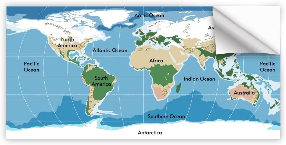 Small Maps for Students Desks - Continents & Oceans (6 Stickers)