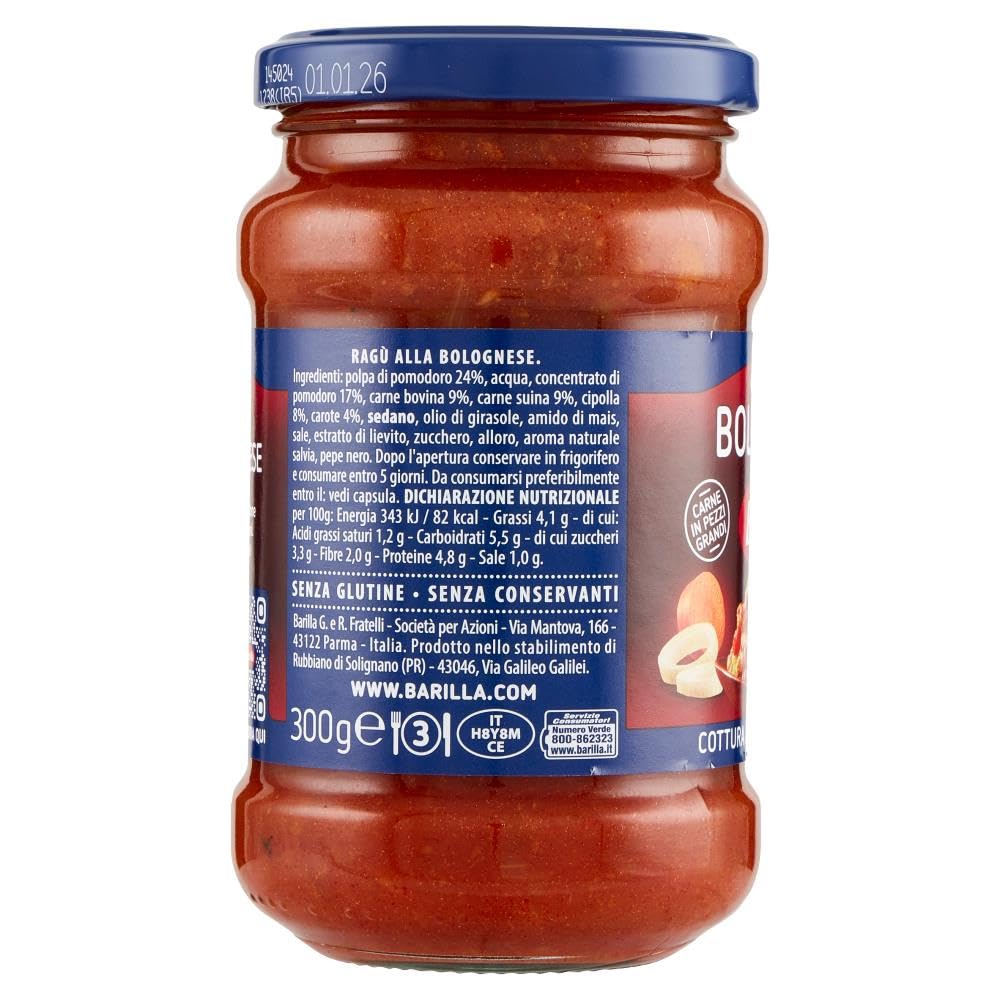 Italian Gourmet bundle für Barilla Ragù alla Bolognese 6x 300g Pastasauce mit Rindfleisch, italienische Tomatensauce für Pasta & Aufläufe + Italian Gourmet polpa