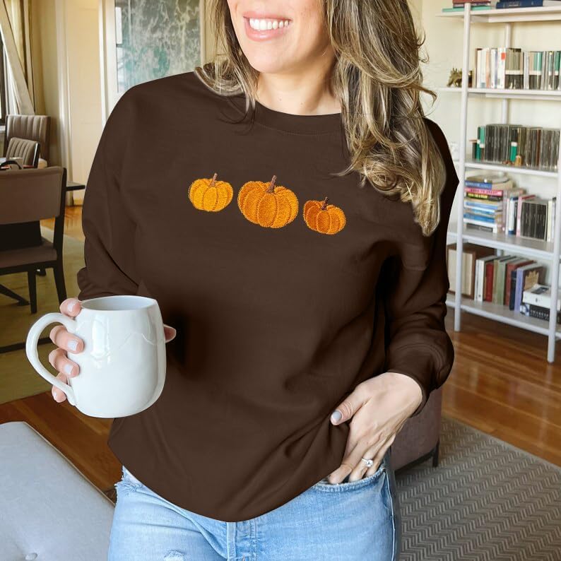 JINTING Pumpkin Sweatshirt for Women Crewneck Fall Sweatshirts Autumn Graphic Tee Shirt Halloween Long Sleeve Top - Image 4