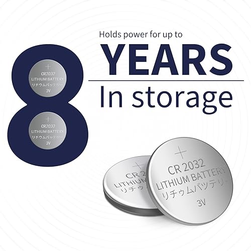 Miniatura 7 de 50 pilas de litio CR2032 de 3 V, batería de botón CR2032 para llave de reloj y auto, energía de larga duración en embalaje a prueba de niños, 8 años