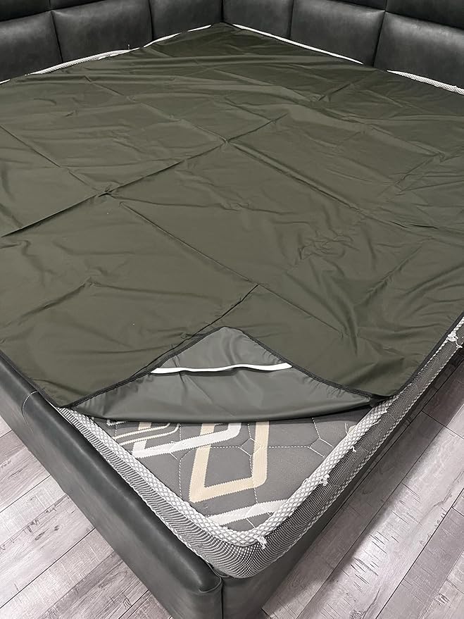 Image of Maximus PVC 100% Waterproof Premium Mattress Protector King Size78x72 Inches | Breathable and Hypoallergenic Ultra Soft Fitted Bed Protector Cover (72x78, Olive Green)