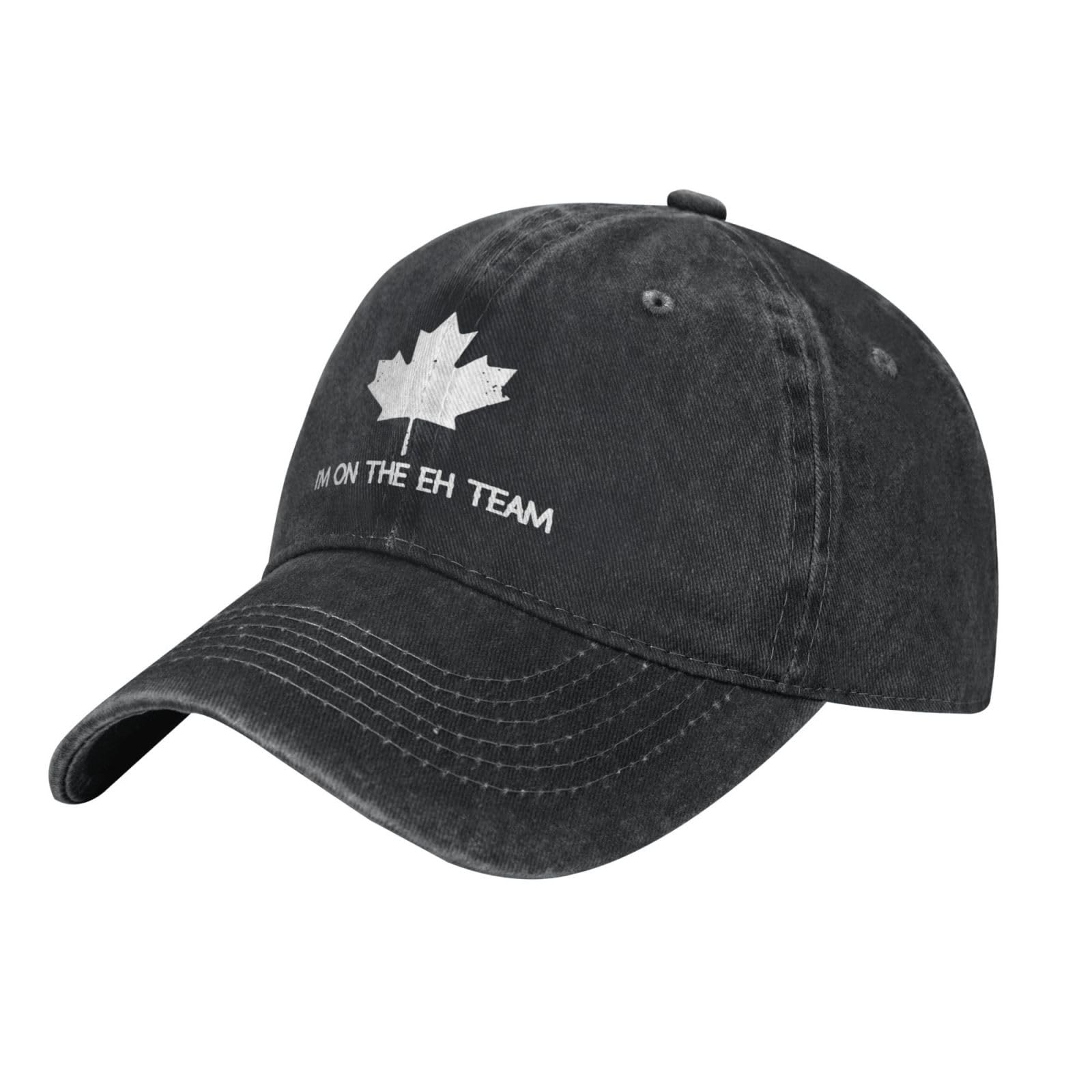 Kwqdozf Unisex Black I'm On The Eh Team Canada Canadian Vintage Baseball Cap Adjustable Cowboy Hat Outdoor Travel Casual