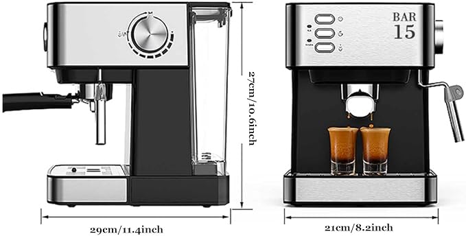 Cafetera Portátil de Espresso 1.6L con Espumador de Leche 15 Bar miniatura 3