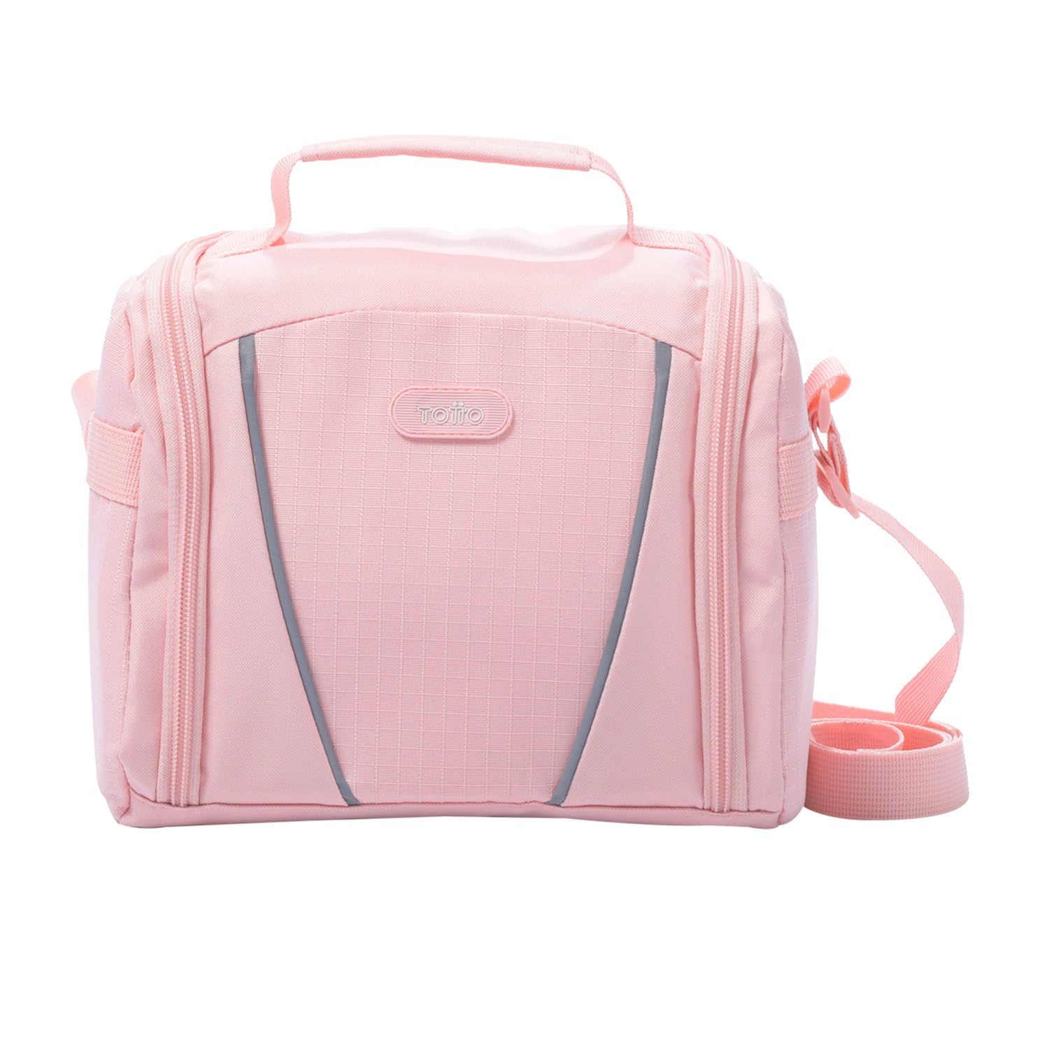TOTTO - Bolsa Térmica Porta Alimentos 9 L, Modelo Devry, 25.5 x 20.5 x 18.5 cm, Bolsa Comida Trabajo, Apertura 180º, Asa de Mano, Correa Ajustable y Removible, Pasador para Ruedas, Color Peachskin