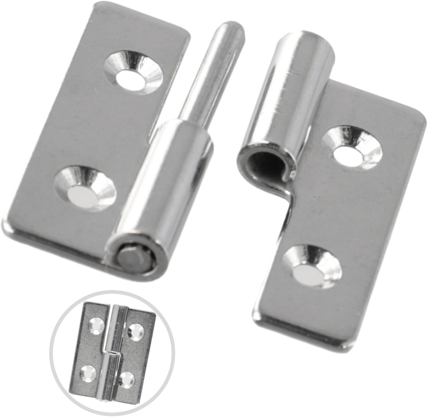 Detachable Slip Joint Flag Lift Off Door Hinge, 304 Stainless Steel Heavy Duty Removable Design for Easy Installation and Cabinet or Wardrobe Door Removal, Silver Finish(40x30x1.5 Left)