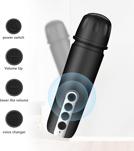 Miniatura 4 de Wellwerks Máquina de karaoke con micrófono inalámbrico altavoz Bluetooth portátil sistema PA con ajuste de sonido luces LED coloridas compatible con