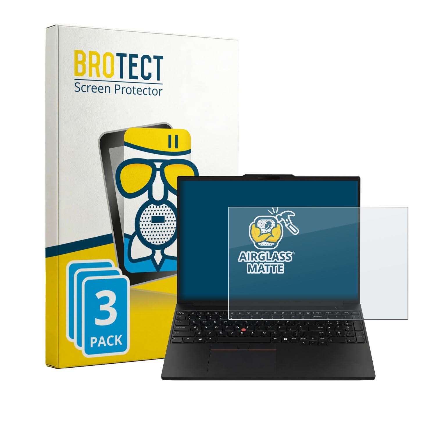 brotect Pellicola Vetro Opaca per Lenovo ThinkPad P16s Gen 5 (3 Pezzi) Protezione Schermo [Anti-Riflesso, Durezza 9H]