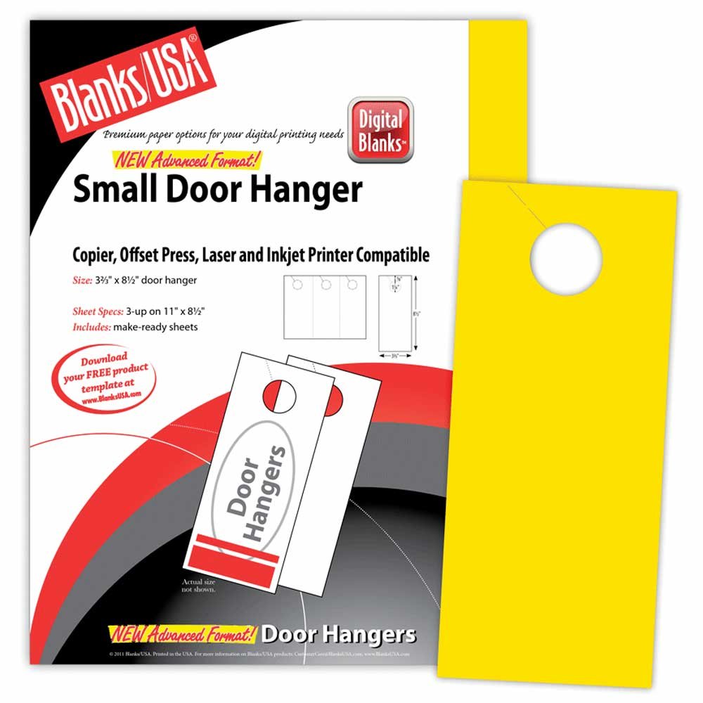 Blanks Small Door Hangers - 3.67" x 8.5", 150 Door Hangers - Yellow