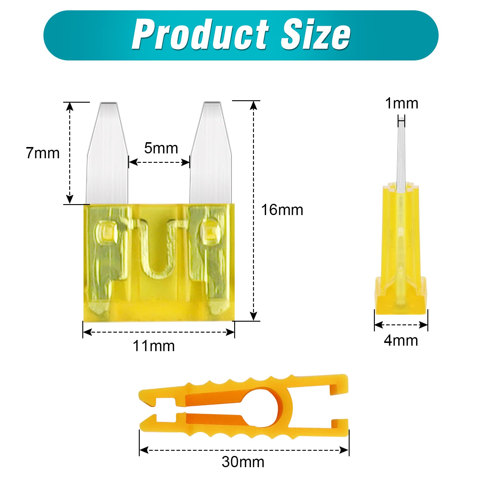 JatilEr Mini Blade Fuses 10 Pcs, 20A, 32V, Automotive Replacement Fuses with Fuse Puller for Car/RV/Truck/Motorcycle/Boat - 3