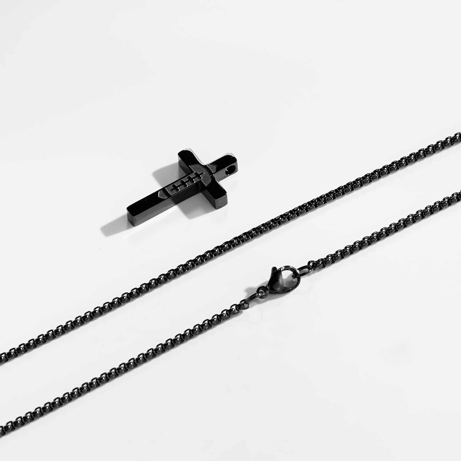 P. BLAKE Football Cross Necklace for Boys Kids Men, Stainless Steel Cross Pendant Chain 16/18/20/22/24 Inches Football Accessories Easter Religious Christian Sports Jewelry Gifts - Image 2