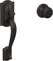Schlage FE285 Camelot Front Entry Handleset with Georgian Knob, Aged Bronze Grip - AAA Durability, Easy Install