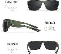 Vista 48 de TOREGE - Lentes de sol polarizados deportivos para hombres y mujeres, para ciclismo, correr, golf, pesca, TR26 Marco negro y lente plateado cobre