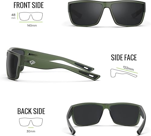 Miniatura 48 de TOREGE - Lentes de sol polarizados deportivos para hombres y mujeres, para ciclismo, correr, golf, pesca, TR26 Marco negro y lente plateado cobre