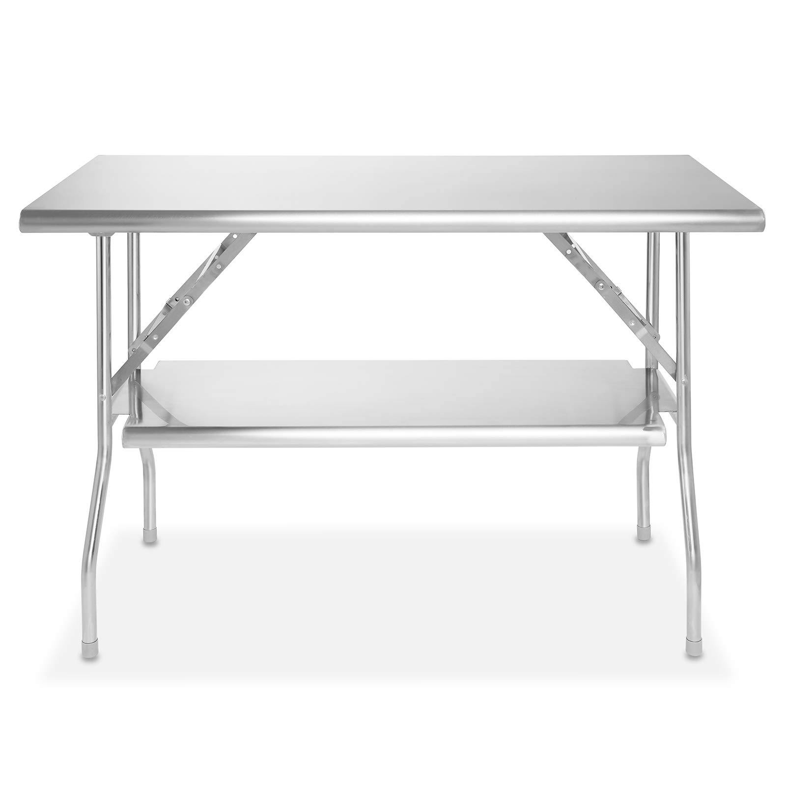 GRIDMANN Stainless Steel Folding Table 48 x 24 Inch with Under Shelf, NSF Kitchen Prep & Work Table