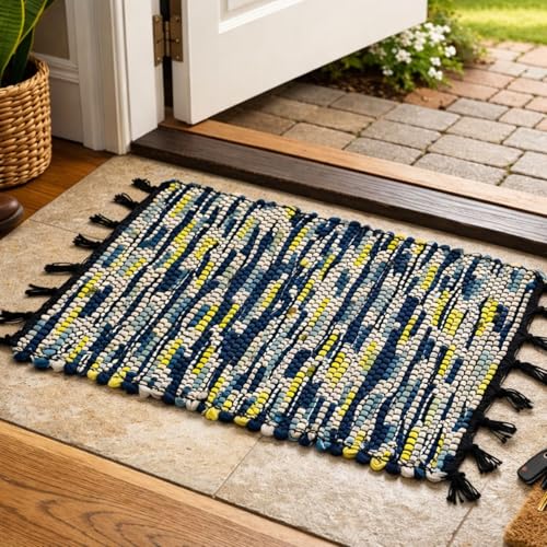 Image of Door Mat | Anti-Skid Trapper Rectangular Mat for Door Entrance 22x15 Inch | Floor Mat for Home Entrance | Multicolor Door Mat | Pack of 2.