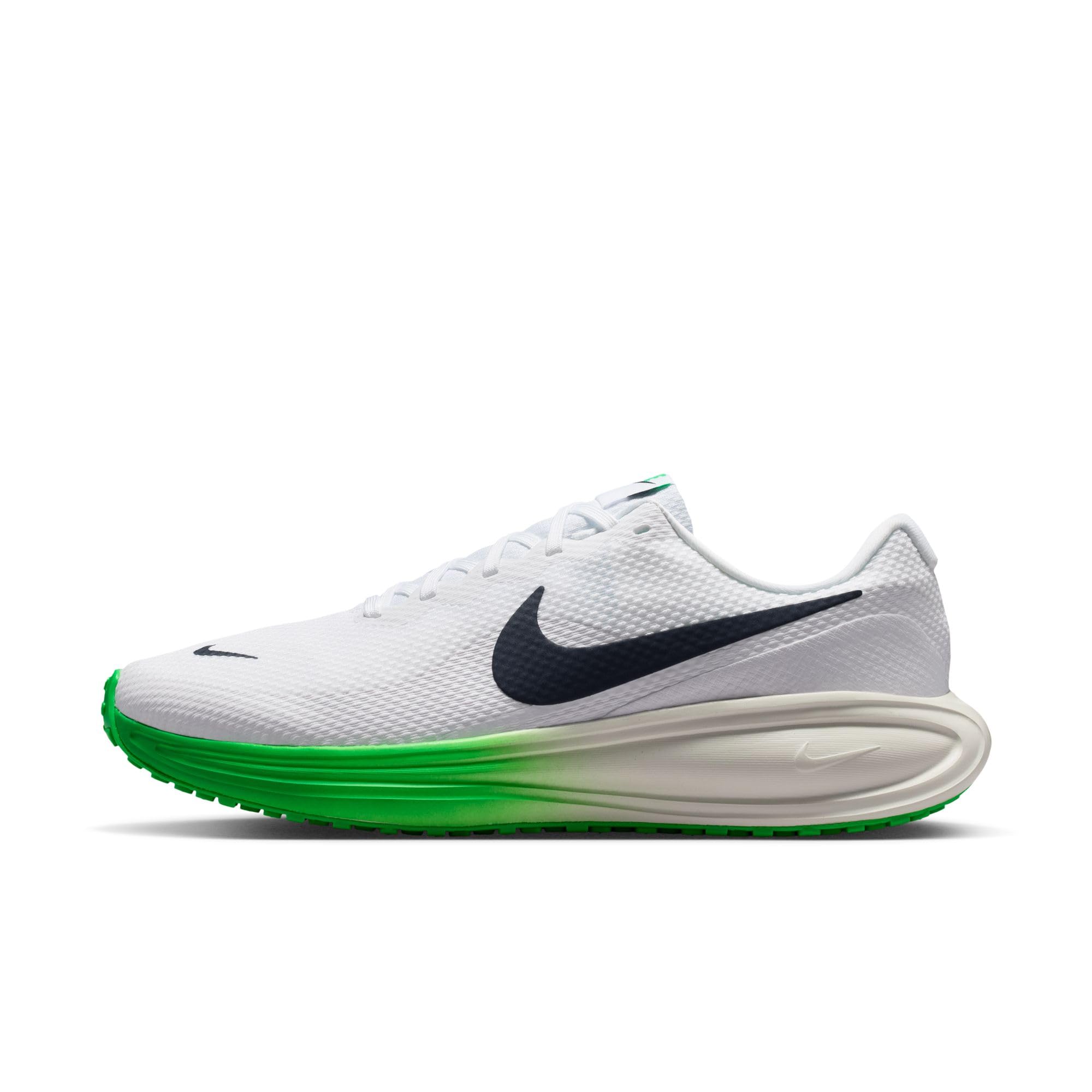 Nike Men's Revolution 8 Road Running Shoes 15 X-Wide White/Midnight Navy-green Spark