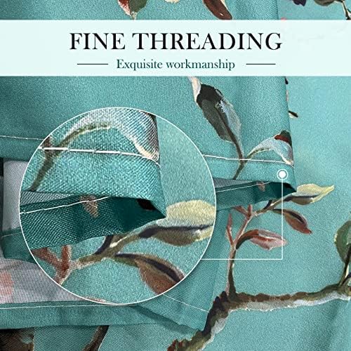 LIVETTY Ombre Green Bird Extra Long Shower Curtain 200cm × 200cm Drop Floral Butterfly Fabric Bathroom Mould Proof Spring Washable Shower Curtain With 12 Hooks - Image 4