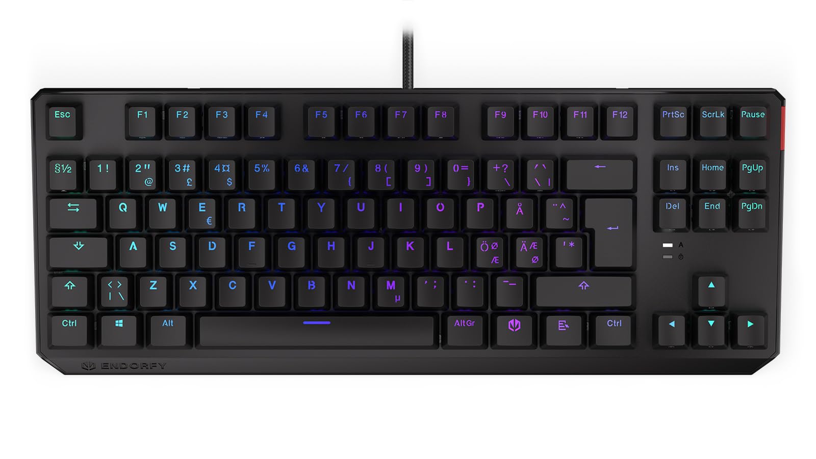 ENDORFY Thock TKL NO Red, przełączniki liniowe Kailh Red, TKL 80% Mechanical Keyboard, Nordic Layout, PBT dualshot Keycaps | EY5B004