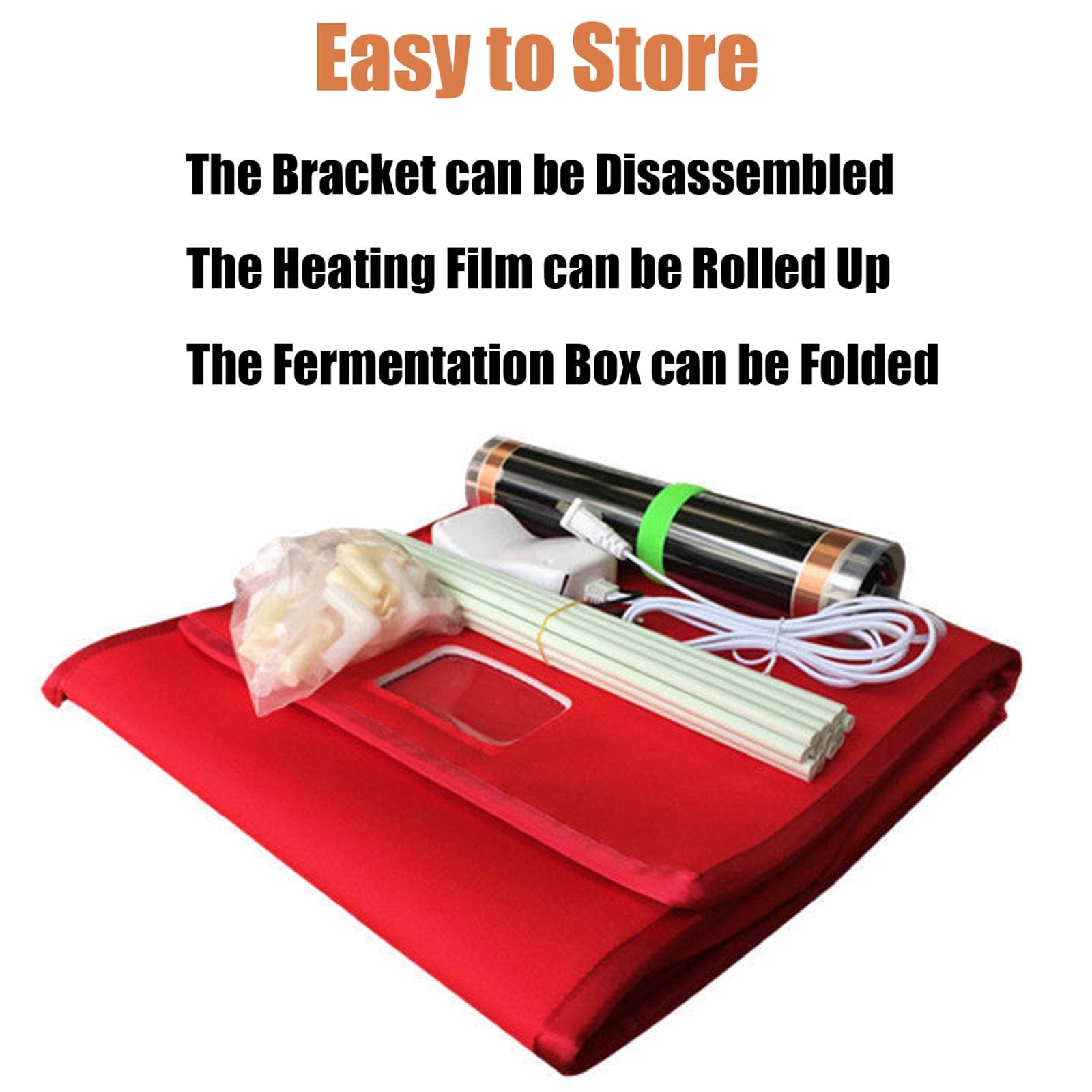 Caja de fermentación de Pan eléctrica, Caja calentadora Plegable para fermentación de Pan de Masa Madre, Caja fermentación de Masa con Control de Temperatura(Red,40 * 32 * 32cm)