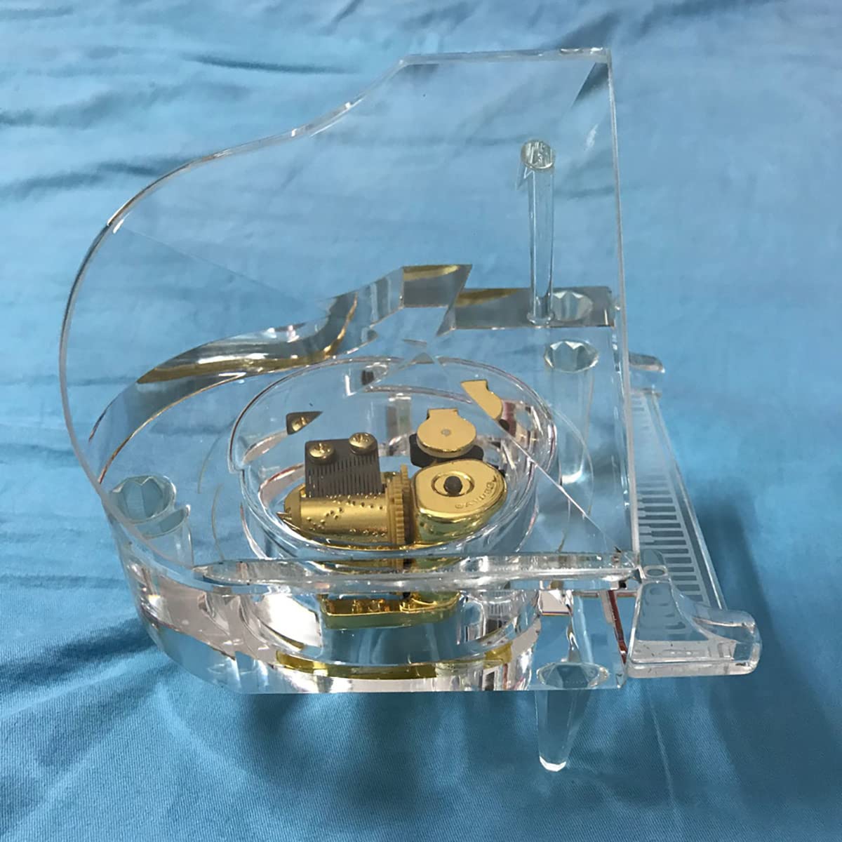BinkeGG Transparente Spieldose K9 Kristall groß Klavier Uhrwerk Spieluhr mit Sankyo Musik Mechanismus (Option 60 Melodien) (Santa Claus is Coming to Town)
