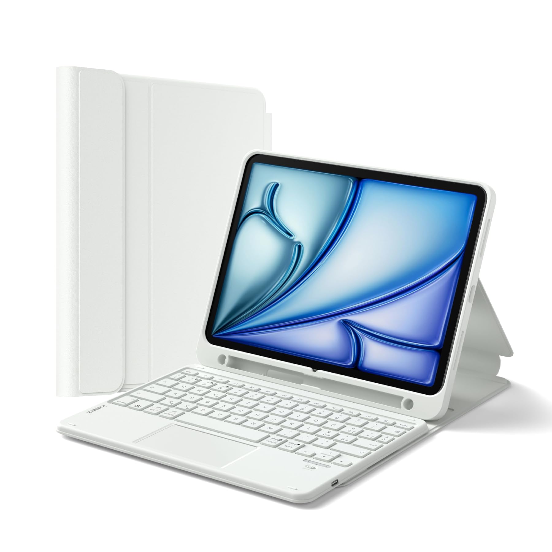 Inateck Custodia Tastiera iPad A16/10a Gen, Bluetooth 3 Canali | Per iPad Air 11" M4/M3/M2, Air 5/4, Pro 11", touchpad e porta penna, rimovibile, Classic, Bianco