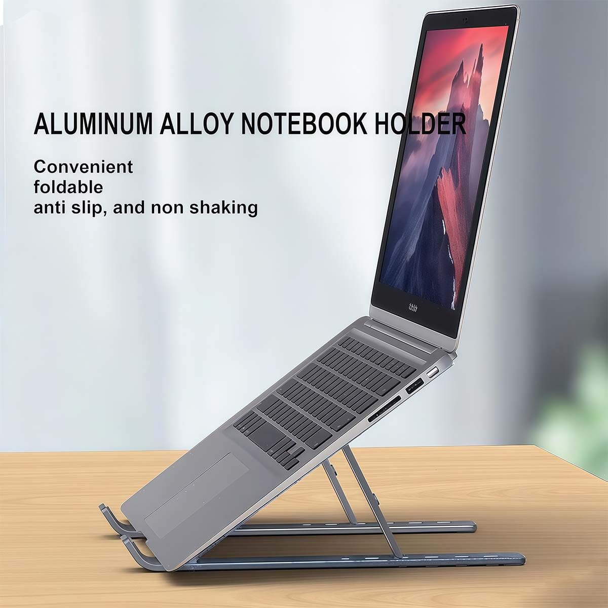 Foldable Laptop Stand with Aluminum Alloy Construction Portable Notebook Holder with Adjustable Height Ergonomic Computer Stand for Office — view 6