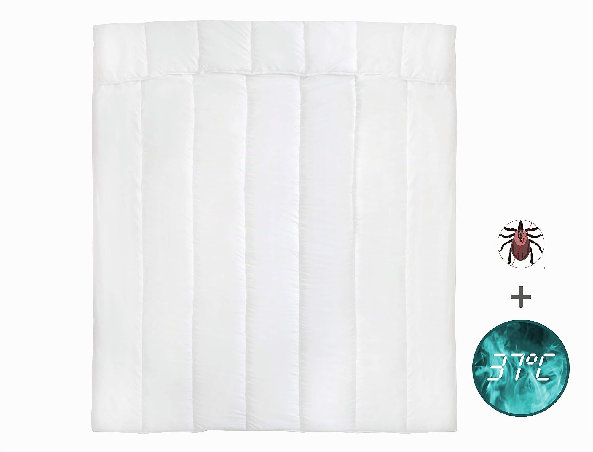 Abeil - Couette Tempérée Double Face - Anti-Acariens & Effet Fraîcheur - Idéale en Été - Enveloppe Microfibre Douce - Garnissage Polyester 300g/m² - Lavable en Machine - Certifiée Oeko-Tex - 220x240cm