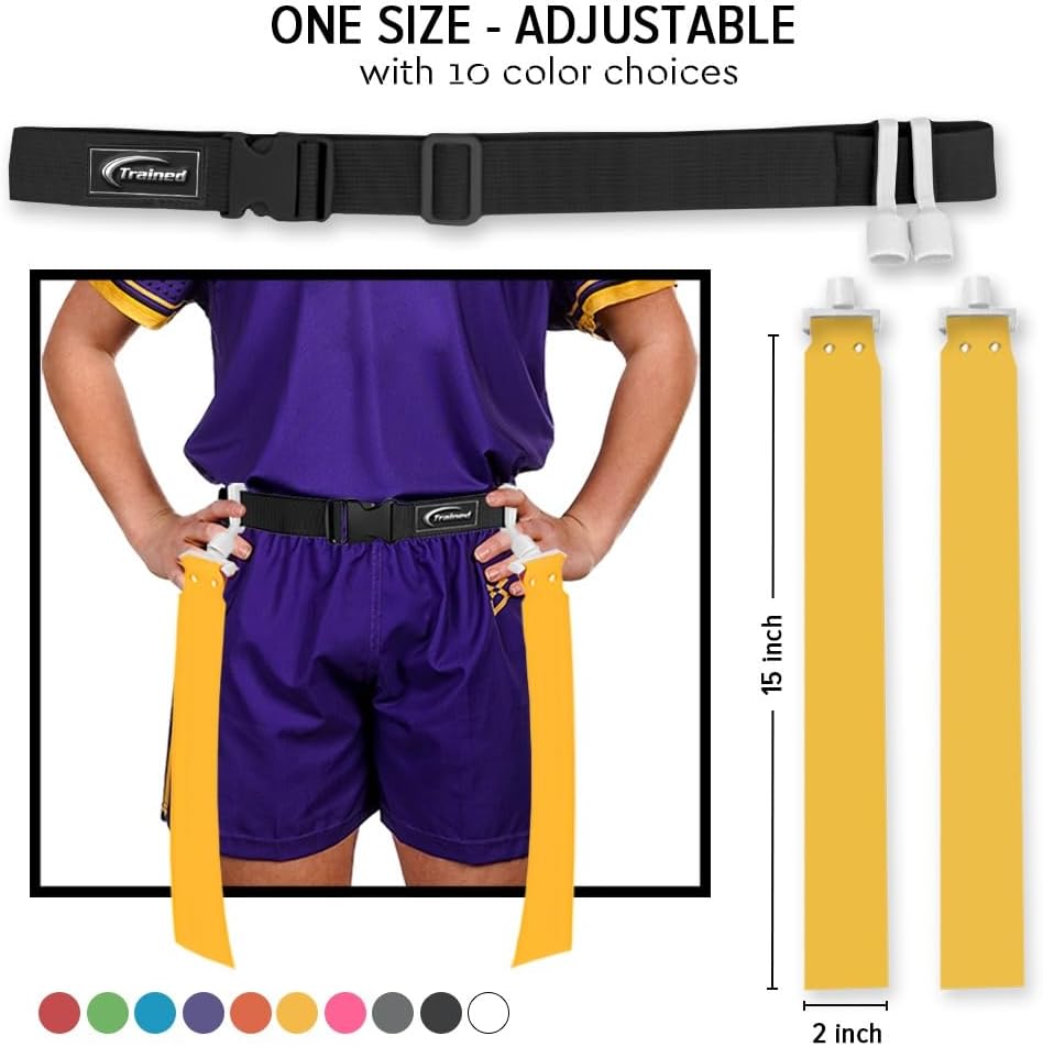 Trained Man Flag Football Belts, Adjustable Flag Football Set for Sports Teams, Training & Competition
