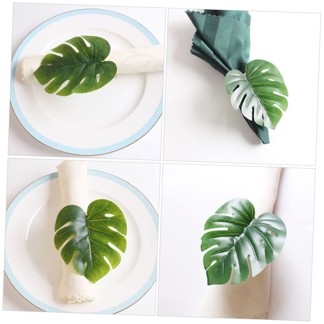 COLLBATH 4 Set Portatovaglioli Foglia Di Monstera Portatovaglioli Natalizi Conchiglia Parà Portatovaglioli Realistici Decorazione Per Tovaglioli Anello Di Tovagliolo Dell'hotel Pp 6 Pezzi*4
