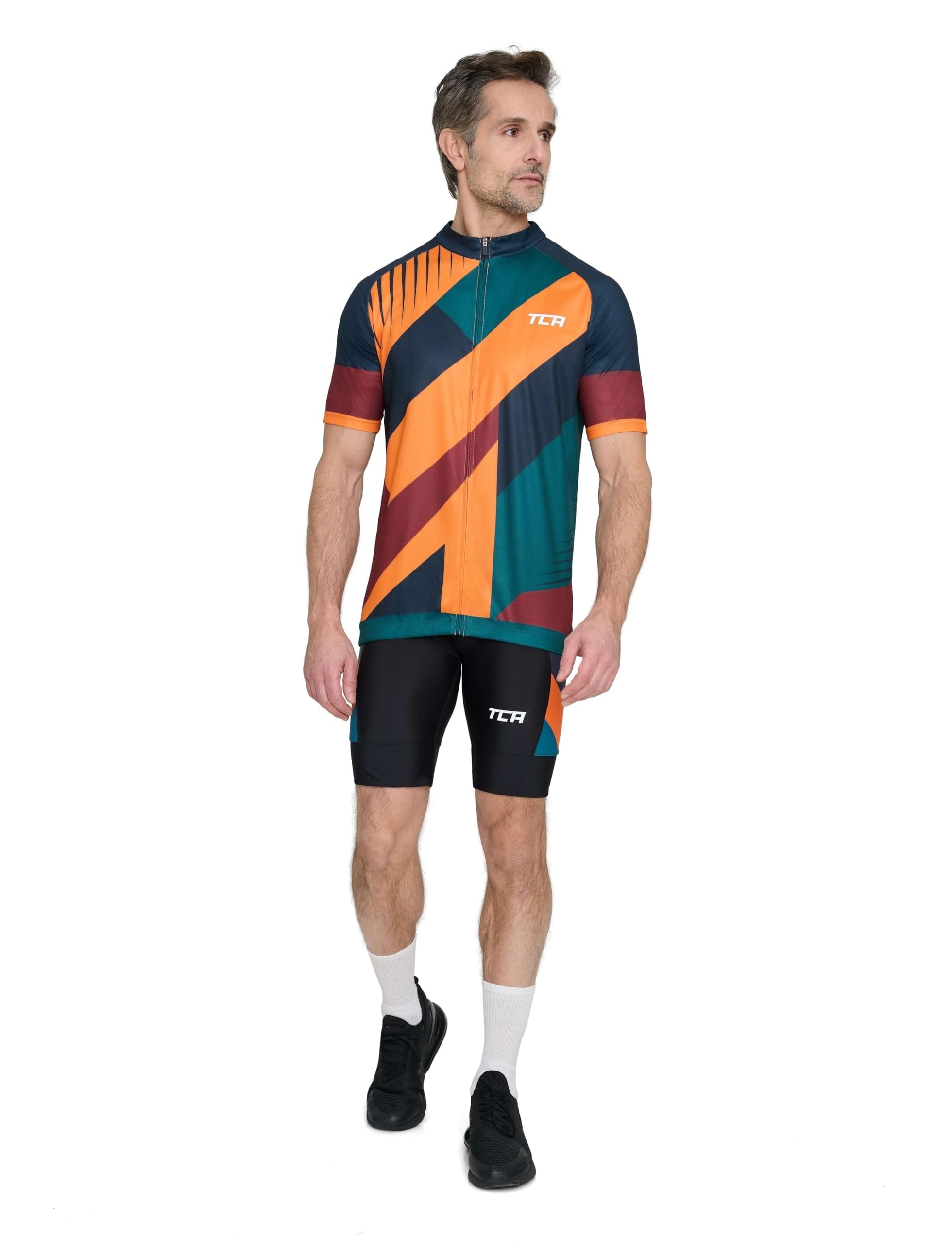TCA gepolsterte Fahrradhose für Herren - Radlerhose für Herren mit Seitentaschen - Männer Radhose Gepolstert - Männer Fahrradbekleidung schnelltrocknend - Men Bib Shorts