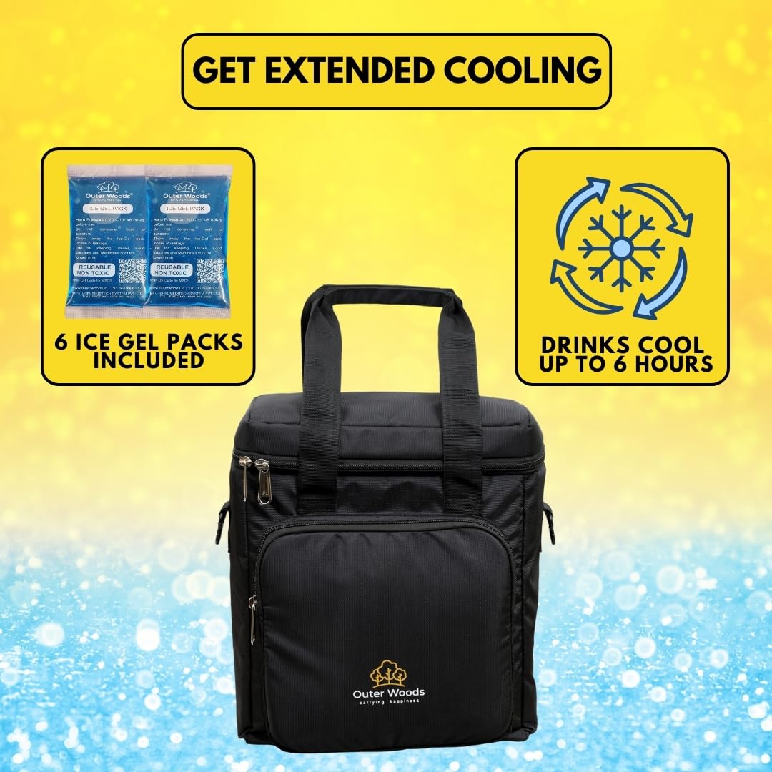 Bolsa térmica aislada para 6 botellas con paquetes de gel de hielo, portador de vino y cerveza, se adapta a 6 botellas de tamaño completo