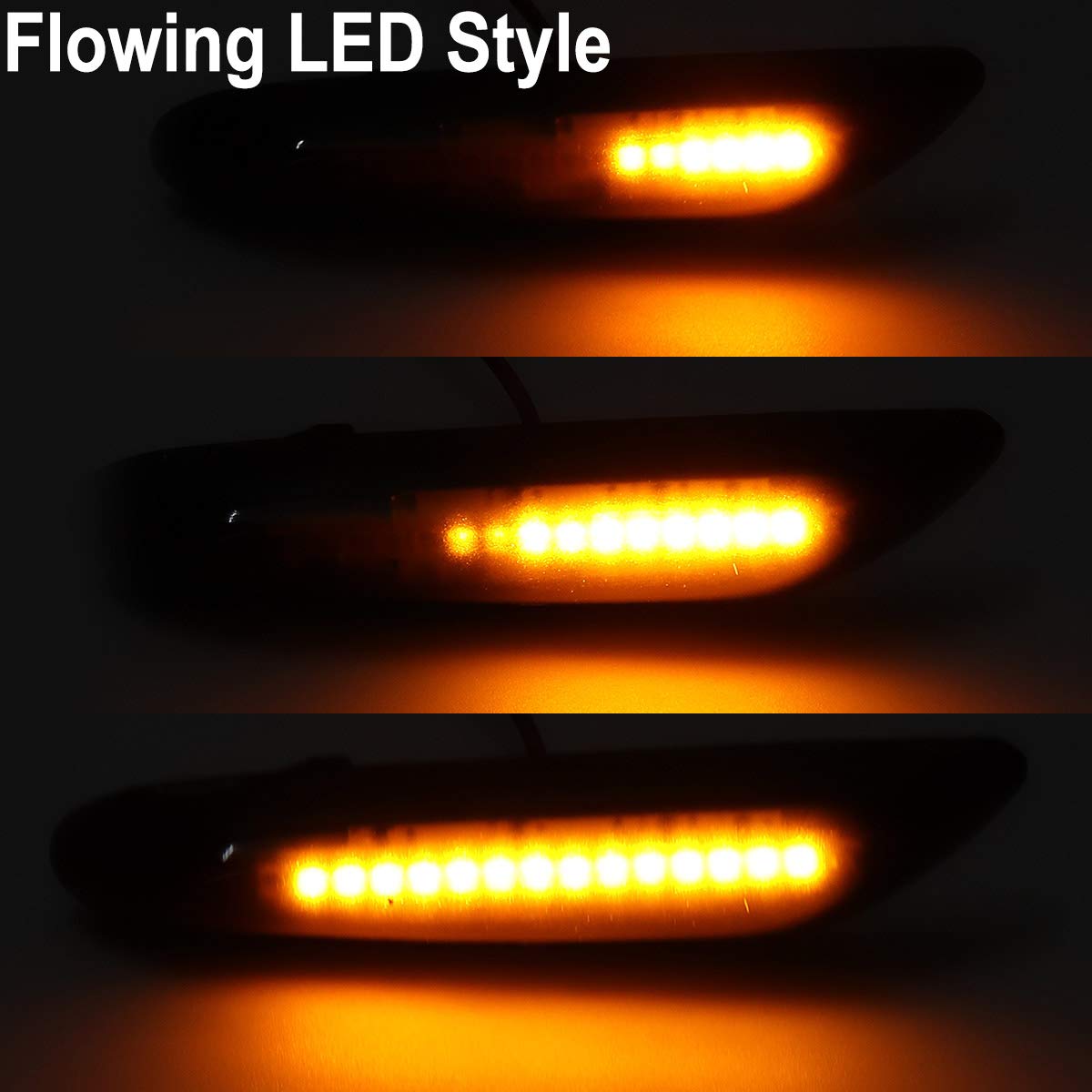 Smoked Amber LED Side Marker Lights For BMW E90 E92 E60 E46 Etc. - Pair, Plug & Play, IP67 Waterproof - View #6