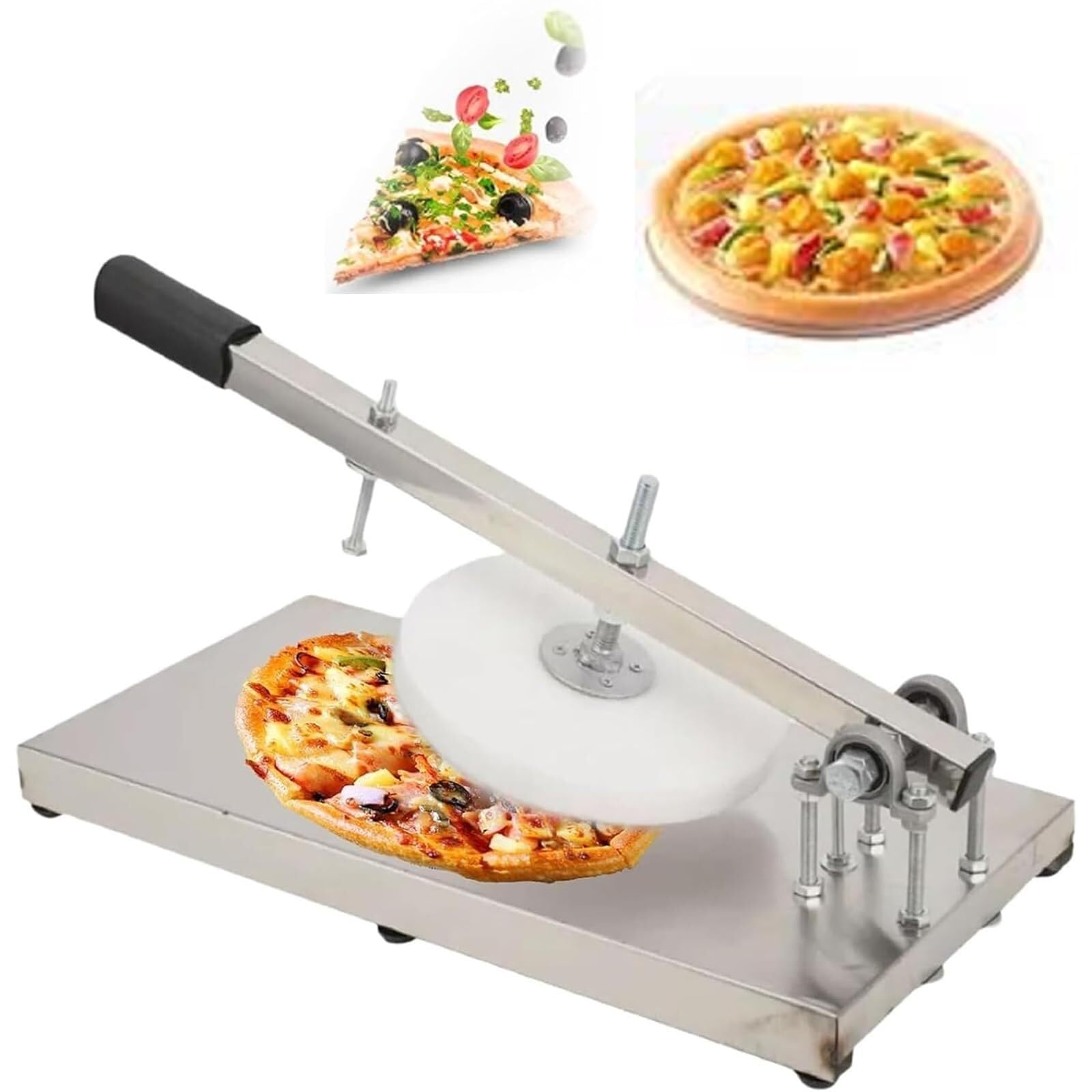 Artykuły gospodarstwa domowego, ręczna prasa do pizzy, wałek do makaronu ze stali nierdzewnej, regulowana grubość, 7 opcji dysków, idealne do pizzerii i barów z przekąskami(24)