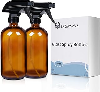 ZAZAWAWA Amber Glass Spray Bottles 2 Pack, Refillable 16 oz Empty Spray Bottle for Cleaning Solution, Essential Spray Bott...