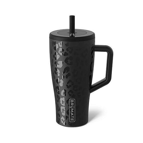 BrüMate Era 30 oz Tumbler with Handle and Straw | 100% Leakproof Insulated Tumbler with Lid and Flexible SoftSip Straw | Made of Stainless Steel | Cup Holder Friendly Base | 30oz (Onyx Leopard) - Onyx Leopard - 30oz