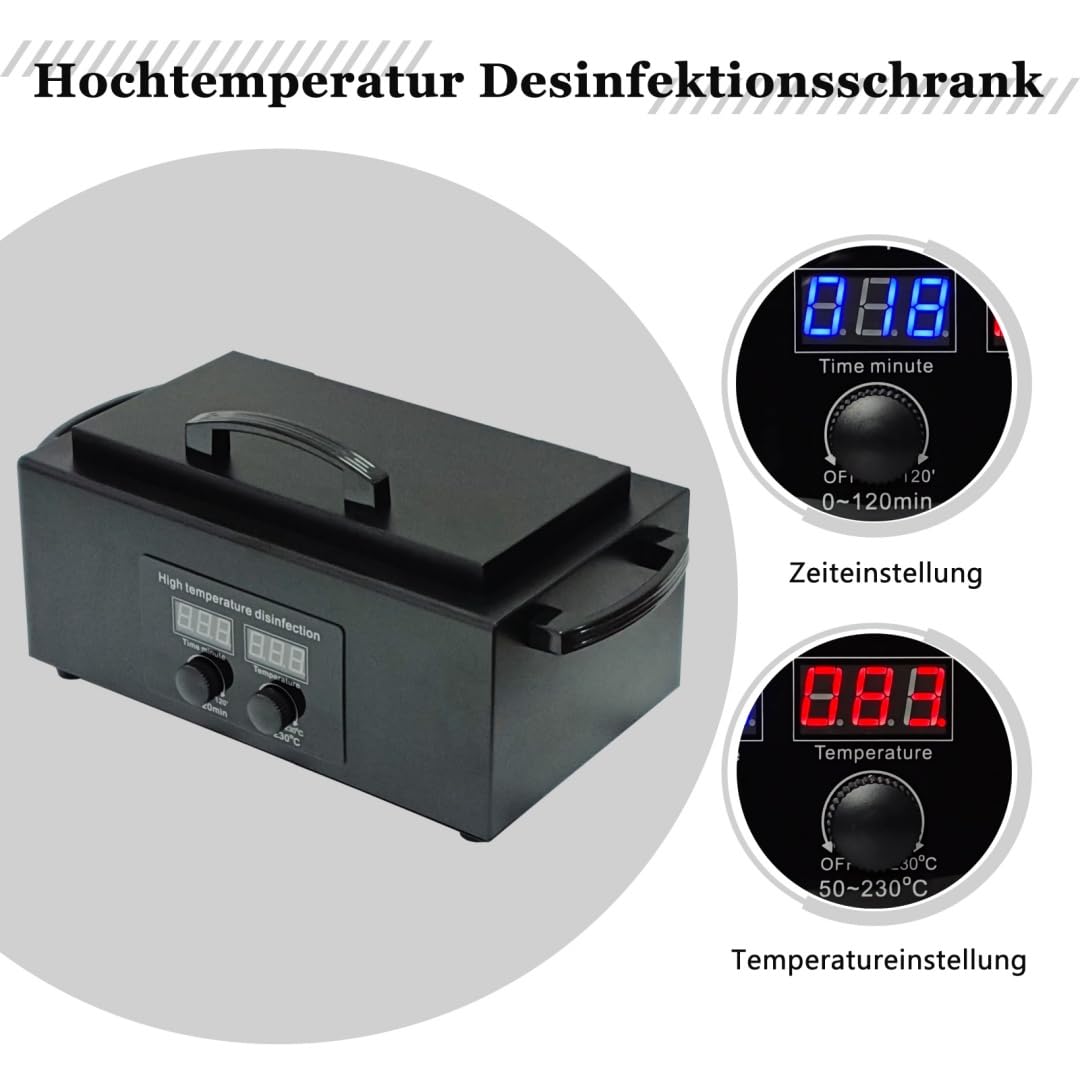 Sterilisator Hochtemperatur Nagel-Werkzeug-Sterilisator mit Timer für Kosmetik, Fusspflegestudios, Friseursalon Schwarz