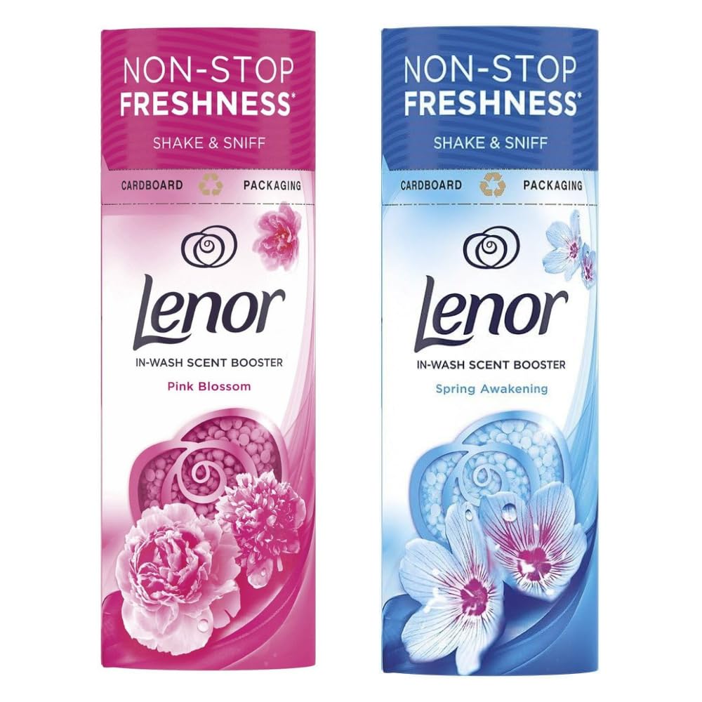 LinenvaleLenor Laundry Perfume in-Wash Scent Booster Beads Bundle - Pink Blossom & Spring Awakening, Non-Stop Freshness Up to 12 Weeks 176g