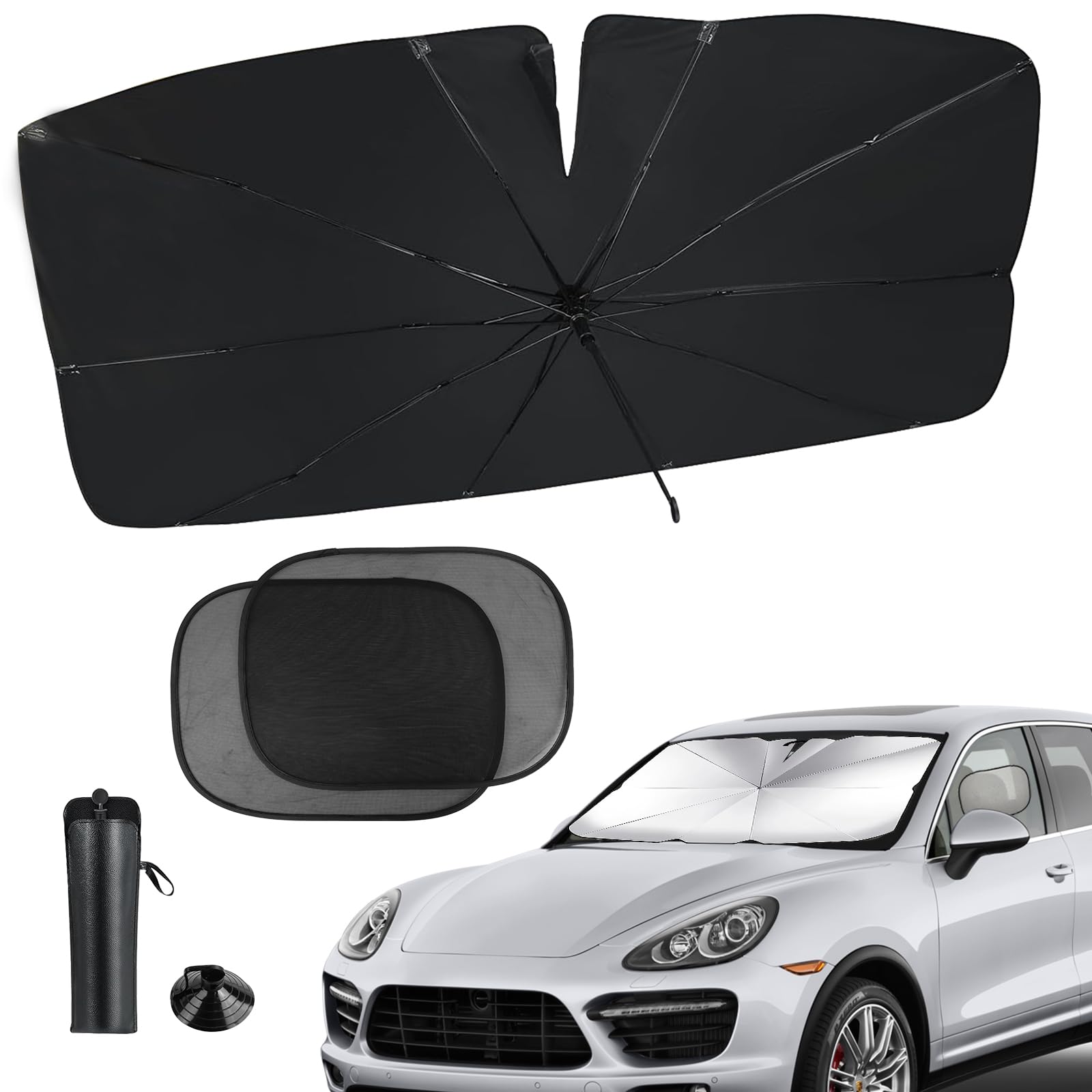 GEGNNS Juego de protección Solar para Parabrisas de Coche, Parasol Coche Delantero, Plegable UV Plegable Parasol Paraguas Coche, sombrilla con Aislamiento térmico, Parasol Coche bebé - 140X79 cm