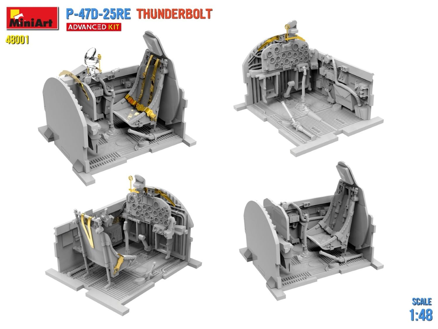 MiniArt 48001 1:48 P-47D-25RE Thunderbolt ADV.Kit replica fedele all'originale, modellismo, kit di costruzione in plastica, fai da te, hobby, collage, modellismo, da montare, non verniciato