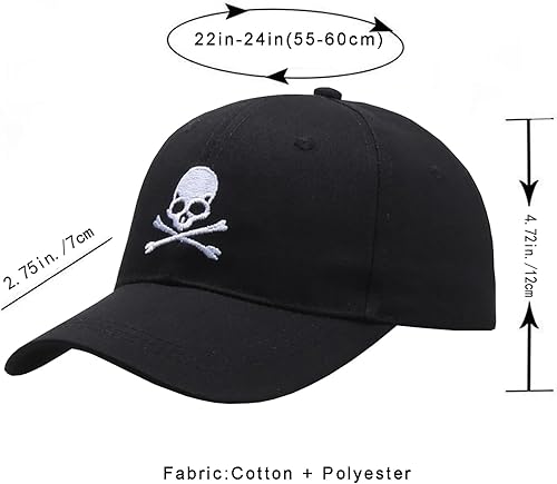 Miniatura 3 de Gorra ajustable con diseño de esqueleto, sombrero deportivo, sombrero de sol, bordado de calavera y pirata, para Halloween